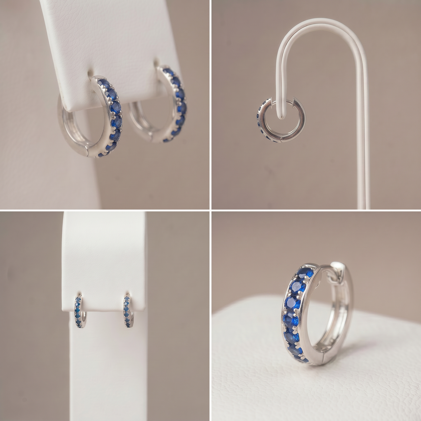 10mm Sterling Silver Sapphire CZ Huggie Hoops