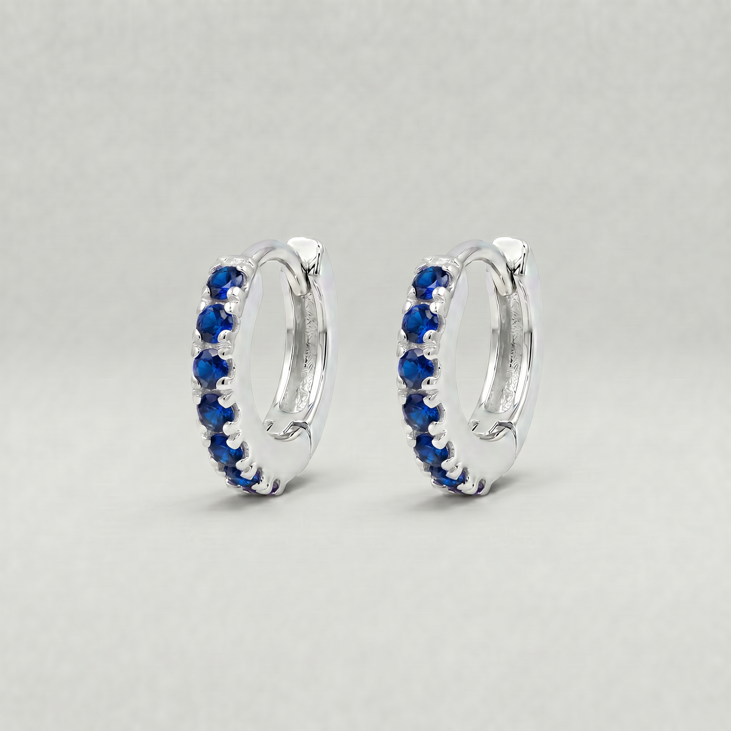 10mm Sterling Silver Sapphire CZ Huggie Hoops