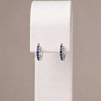 10mm Sterling Silver Sapphire CZ Huggie Hoops