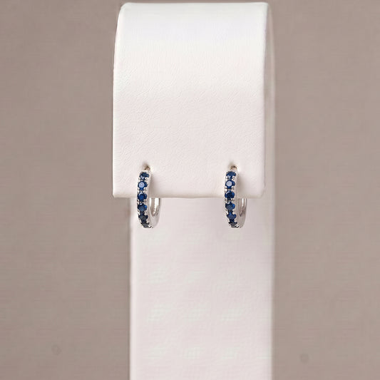 10mm Sterling Silver Sapphire CZ Huggie Hoops