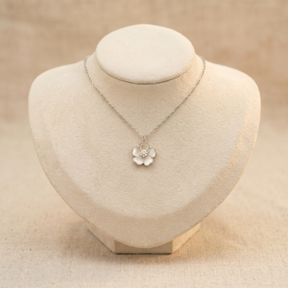 Mother-of-Pearl/Enamel Sakura Flower Necklace