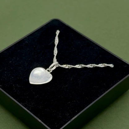 925 Sterling Silver Singapore Chain With Flat Heart Pendant Necklace, Valentine’s Day Gift for Her, Supplied in Gift Box