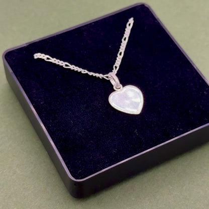 925 Sterling Silver Figaro Chain With Flat Heart Pendant Necklace, Valentine’s Day Gift for Her, Supplied in Gift Box